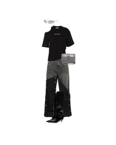 Denim tap Jean + Cut out t shirt N