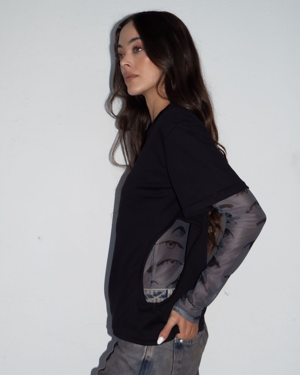Shiny Cut out T shirt