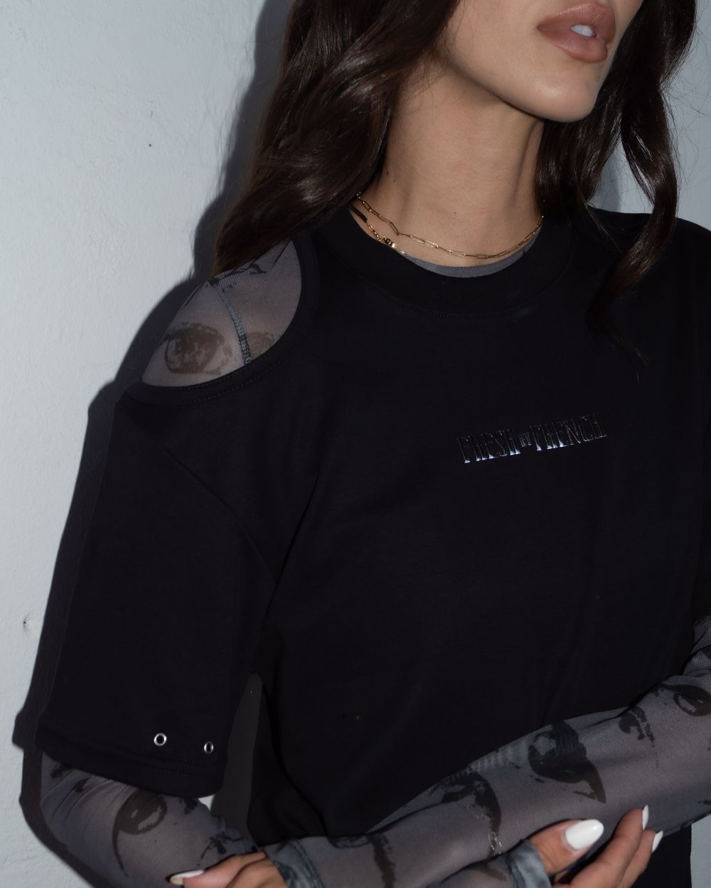 Shiny Cut out T shirt